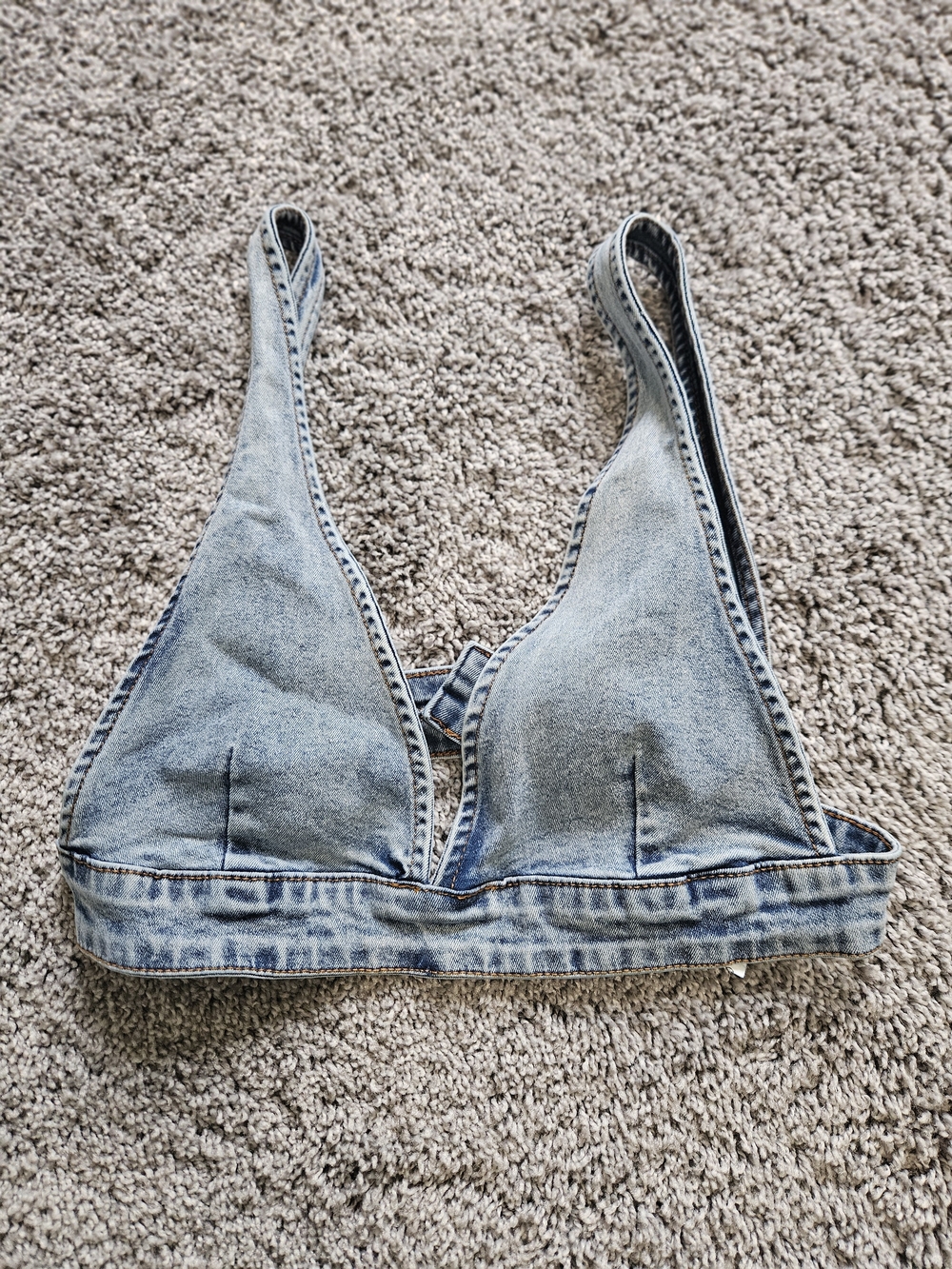 Light Wash Denim Bralette Top